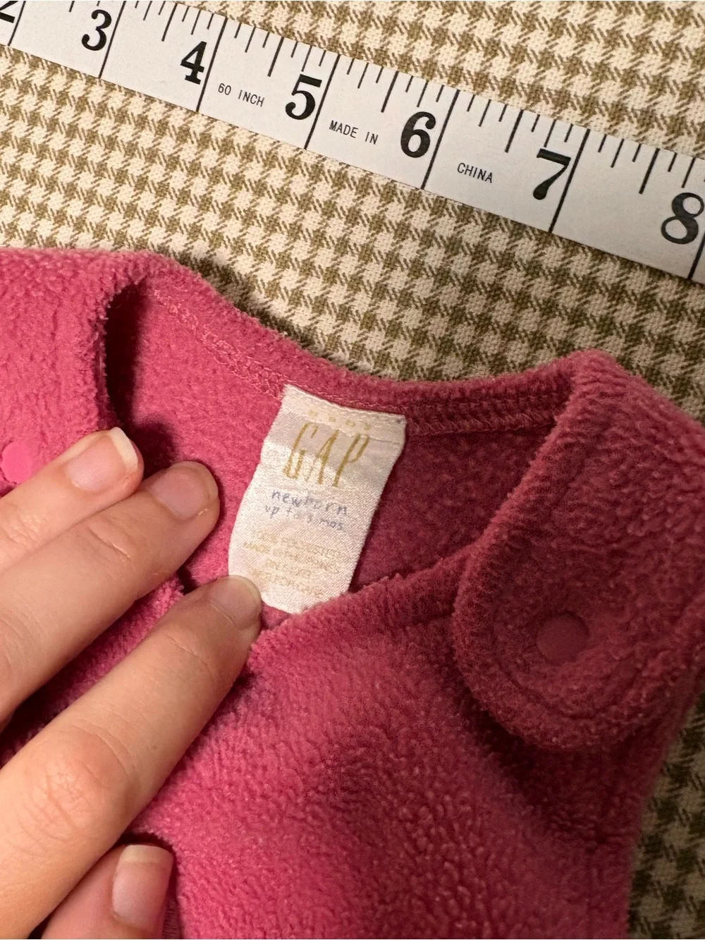 Y2K Baby Gap Pink Fleece Footed Romper Bird Embroidered Newborn Up to 3 Months